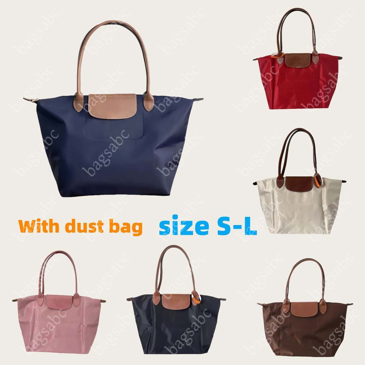 2025 10A Handbag Designer Nylon Tote Longize Champity Tote Bag Computer Women Lady Large Shopping Bag Beach Navy Blue Black Brown Small Middle Large Sizes 195 21F