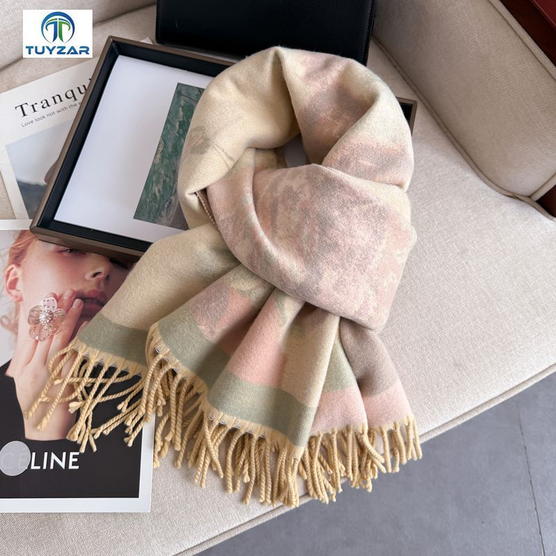 Free shipping Designer Scarves fashion light luxury double-sided scarf for women autumn and winter new style elegant thick warm soft long scarf shawl