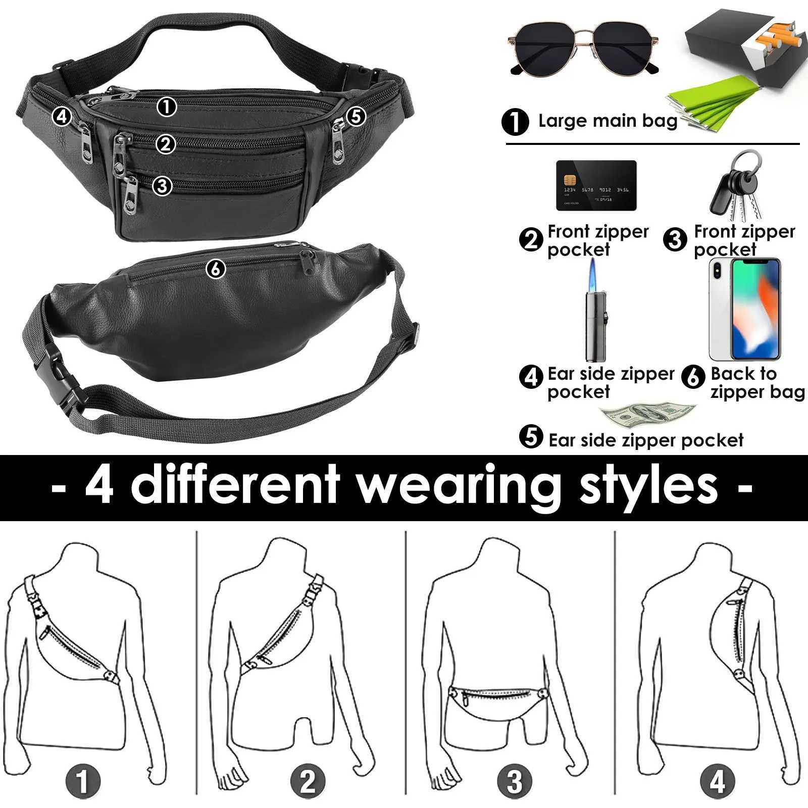 Fanny Packs for Women Men Fashion Waist Pack Belt Bag with 7 Zipper Pockets Adjustable Belt Casual Hip Bum Bag for Travel Z250911