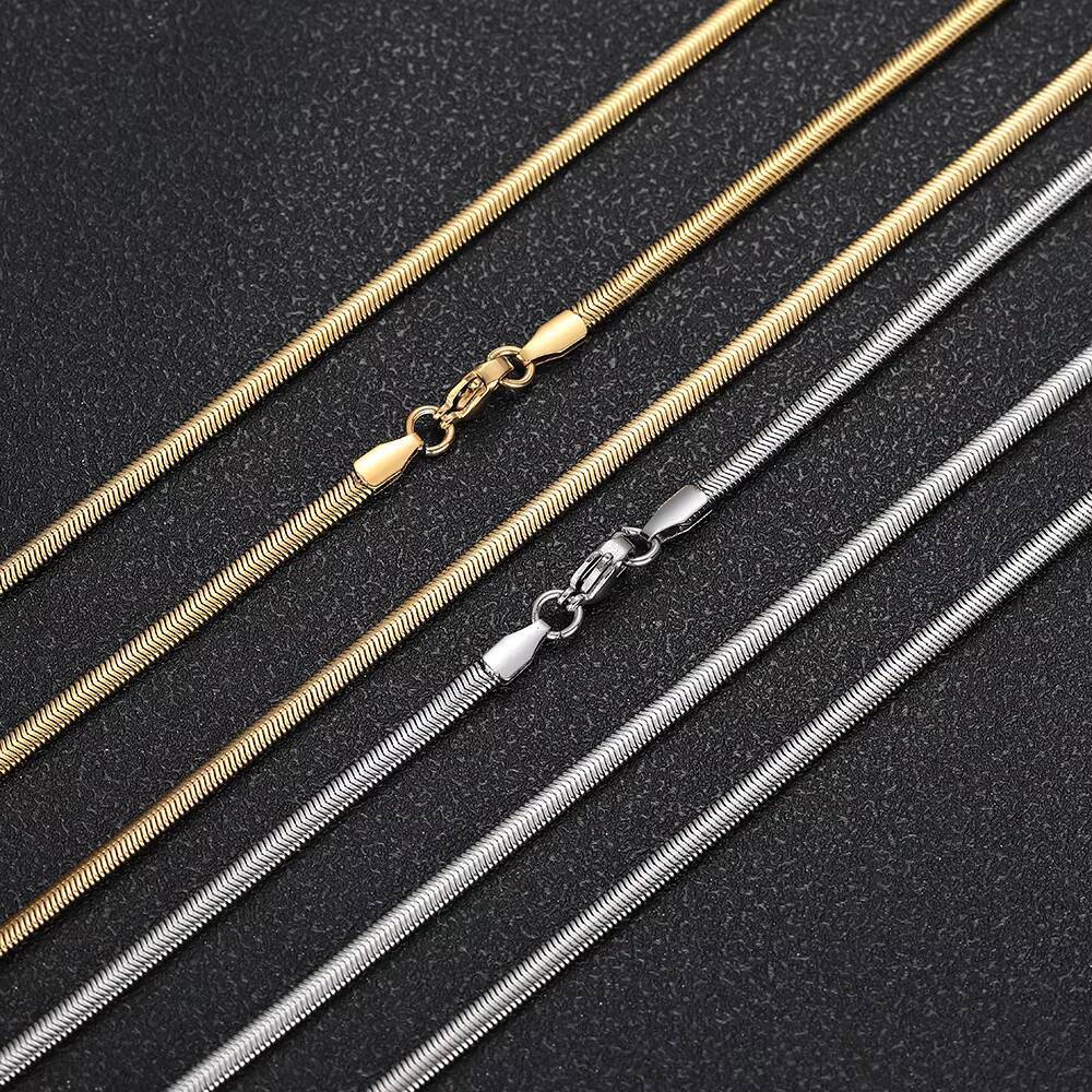 Wholesale Fashion Jewelry Womens Thin Silver Snake Chain Stainless Steel Thin Necklace 18k Gold Plated Chain Necklace for Party