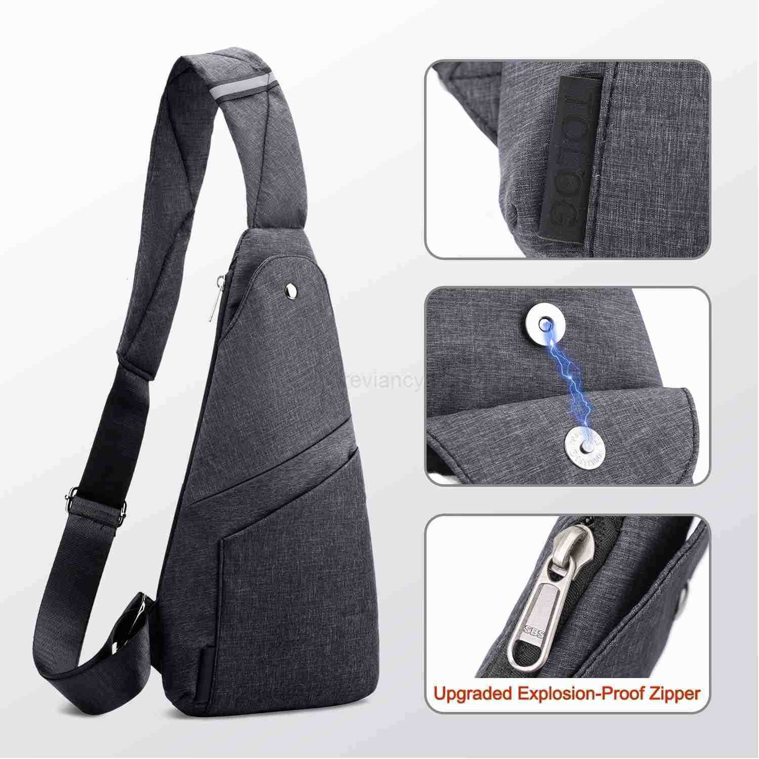 Sling Bag AntiThief Crossbody Personal Pocket Bag Lightweight Chest Shoulder Backpack for Travel Hiking Dark GreyW250911