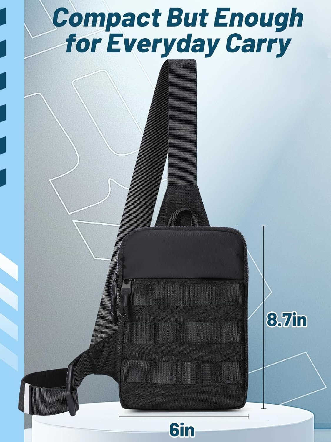 Small Sling Bag for Men Tactical Molle Crossbody Bag with HighVisibility Orange Lining Comfortable Waterproof Phone Chest Bags Pouch for Hiking Travel