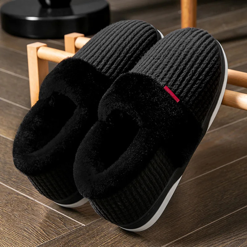 Winter Home Slippers for Women Bedroom Antislip House Cotton Shoes Warm Plush Couples Indoor Slippers250906
