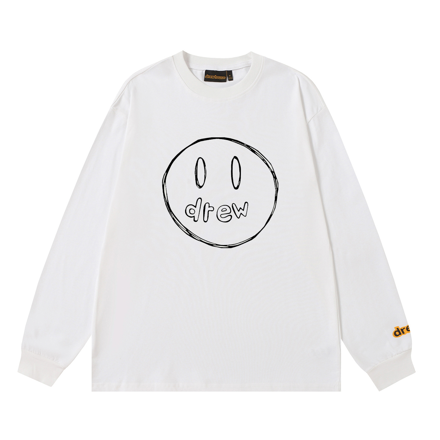 Drew House New drew Classic sketch smiley face T Shirt Men's and Women's Long Sleeve Tshirt Designer Luxury