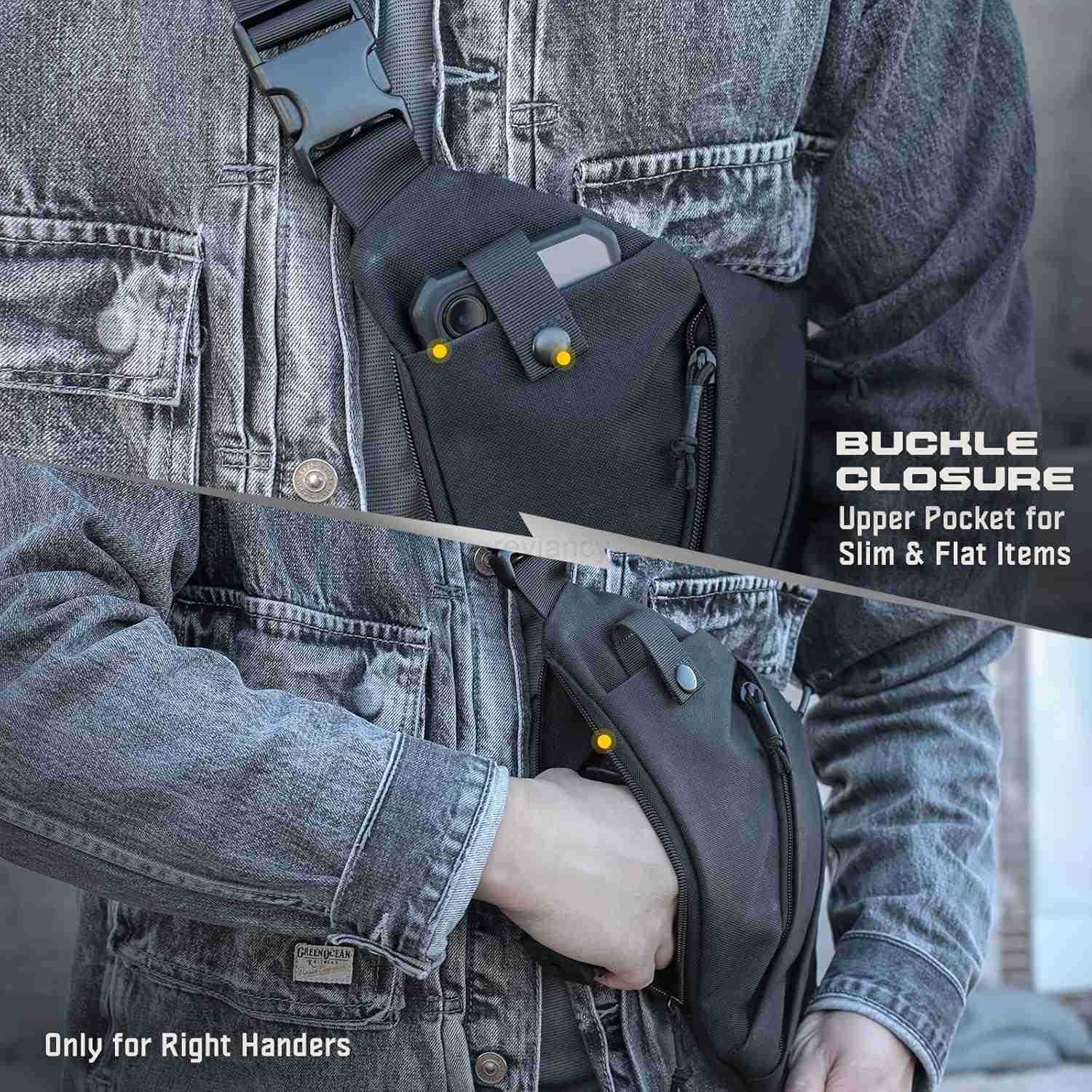 Tactical Crossbody Sling BagConcealed Carry Bag for Men WomenAnti Theft Crossbody Bags CCW Bags EDC CarryW250911