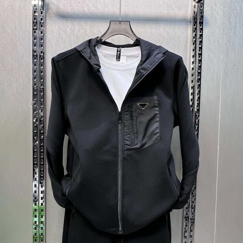Autumn New Luxury Hooded Casual For Men Fashion Zipper Pocket Trendy Versatile Sweatshirt And Sweatpants Two-Piece Set