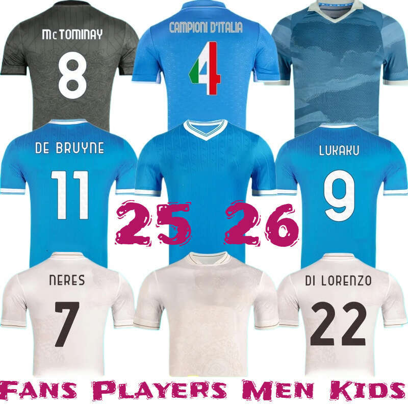 LUKAKU DE BRUYNE Napoli 25 26 soccer jerseys Maglia LANG LUCCA Naples 2026 BEUKEMA NERES Football Shirts McTOMINAY Napoli jersey top kit men kids set Training S