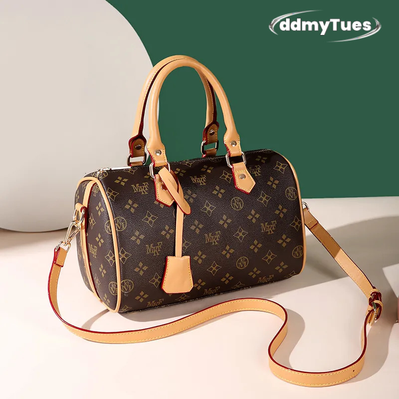 F designer free shipping Light genuine leather High quality casual Boston bag versatile classic vintage handbag for woman TUES