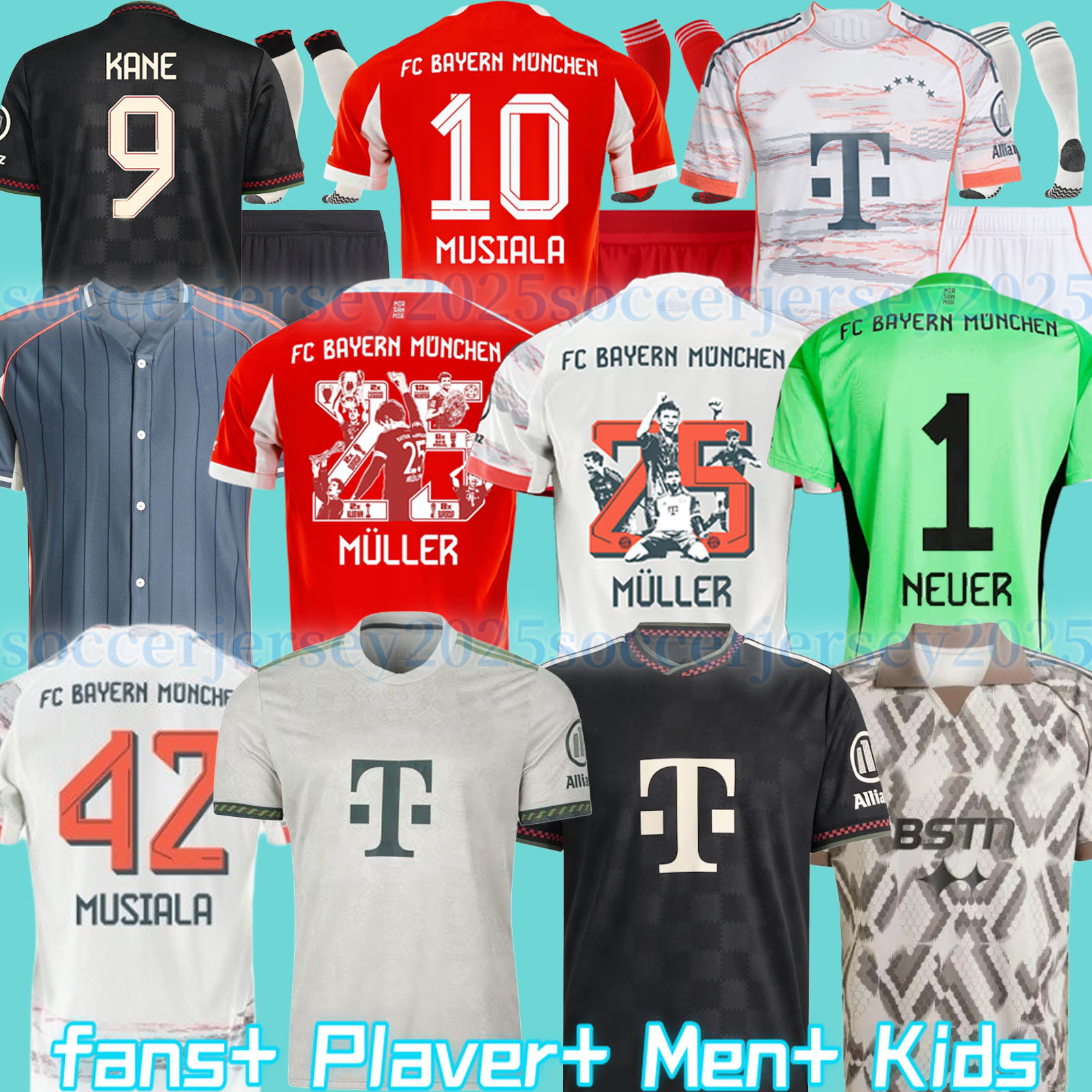 25 26 soccer jersey Musiala 2025 football shirt GNABRY camisa de futebol KIMMICH fans player Kit Neuer KANE BayernS OLISE Munich 125-Year Anniversary Beckenbauer 999