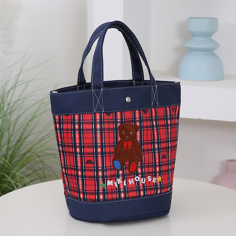 Casual Simple Handheld Free Shipping Canvas Designer Bag Luxury Bag Bag New Versatile Cartoon Bear Large Capacity Stylish Personality Commuter Lunch B