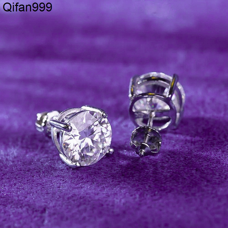 3MM10MM Pass Diamond Tester Hip Hop D Color VVS Moissanite 4 Claws Stud Earrings With 925 Sterling Silver GRA Women Men