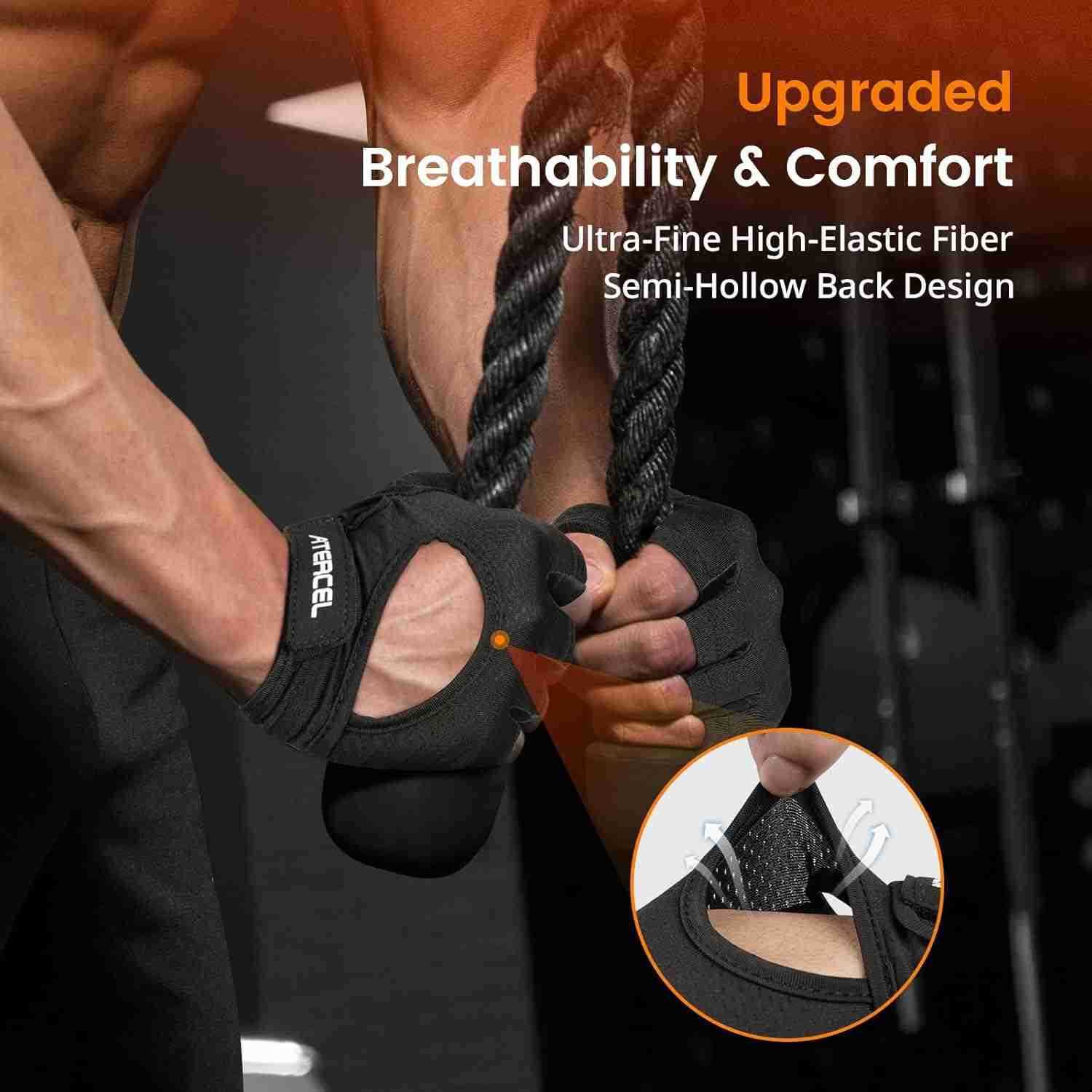 Weight Lifting Gloves Full Palm Protection Workout Gloves for Gym Cycling Exercise Breathable Super Lightweight for Mens and WomenW250910