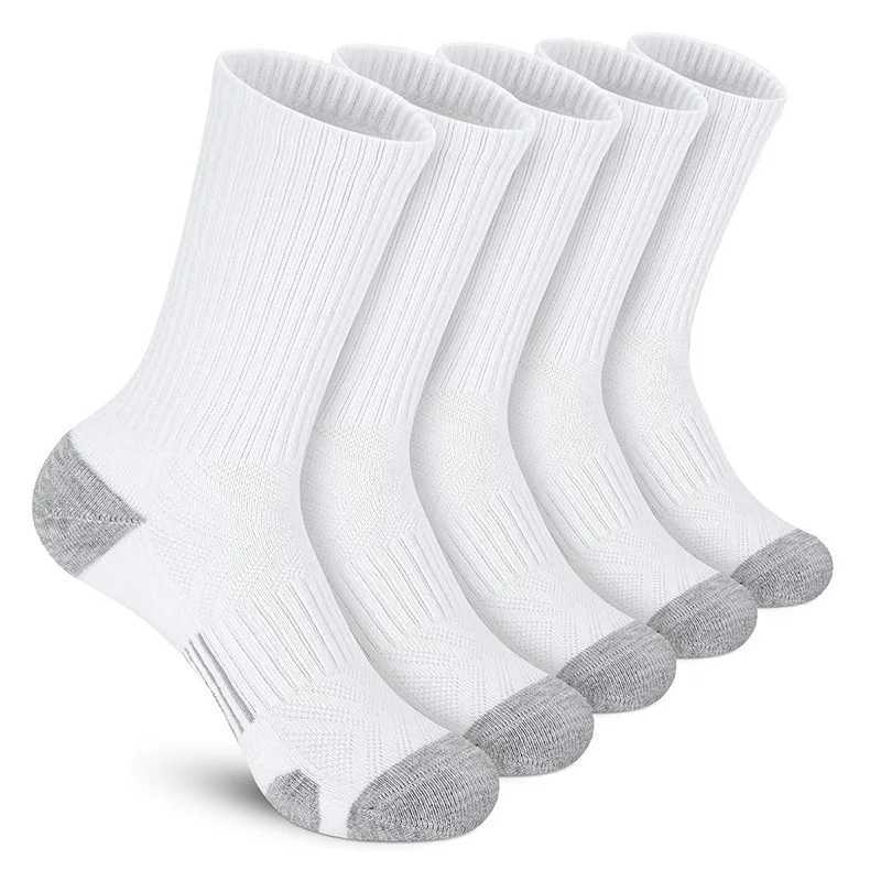 5 Pairs Mens Athletic Socks Sport Running Calf Socks Performance Cushioned Breathable Outdoor Crew Socks for Men Women D250911