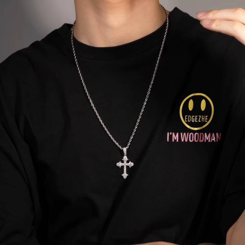 Vintage Zircon Cross Pendant Hot Sale Jewelry Necklace Hip Hop Full Diamond Cross Necklace Fashion Jewelry