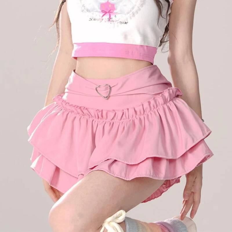 Skirts Women Ruffles A-line High Waist Chic Design Unique Korean Fashion Streetwear Gothic Summer Sweet Hot Girls Prevalent Y2k dongdumaoyi