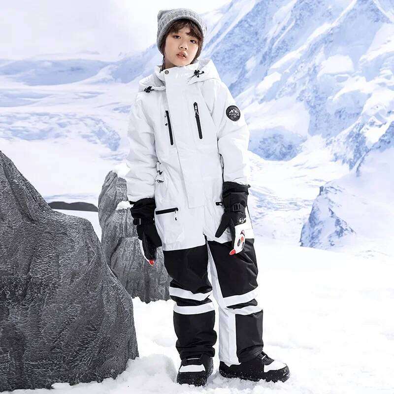 2025 New Ski Suit Girls Warm Windproof Wear Resistant Hooded Skiing Suits Boys Winter Double Board Leisure Sports Loose Skiwear