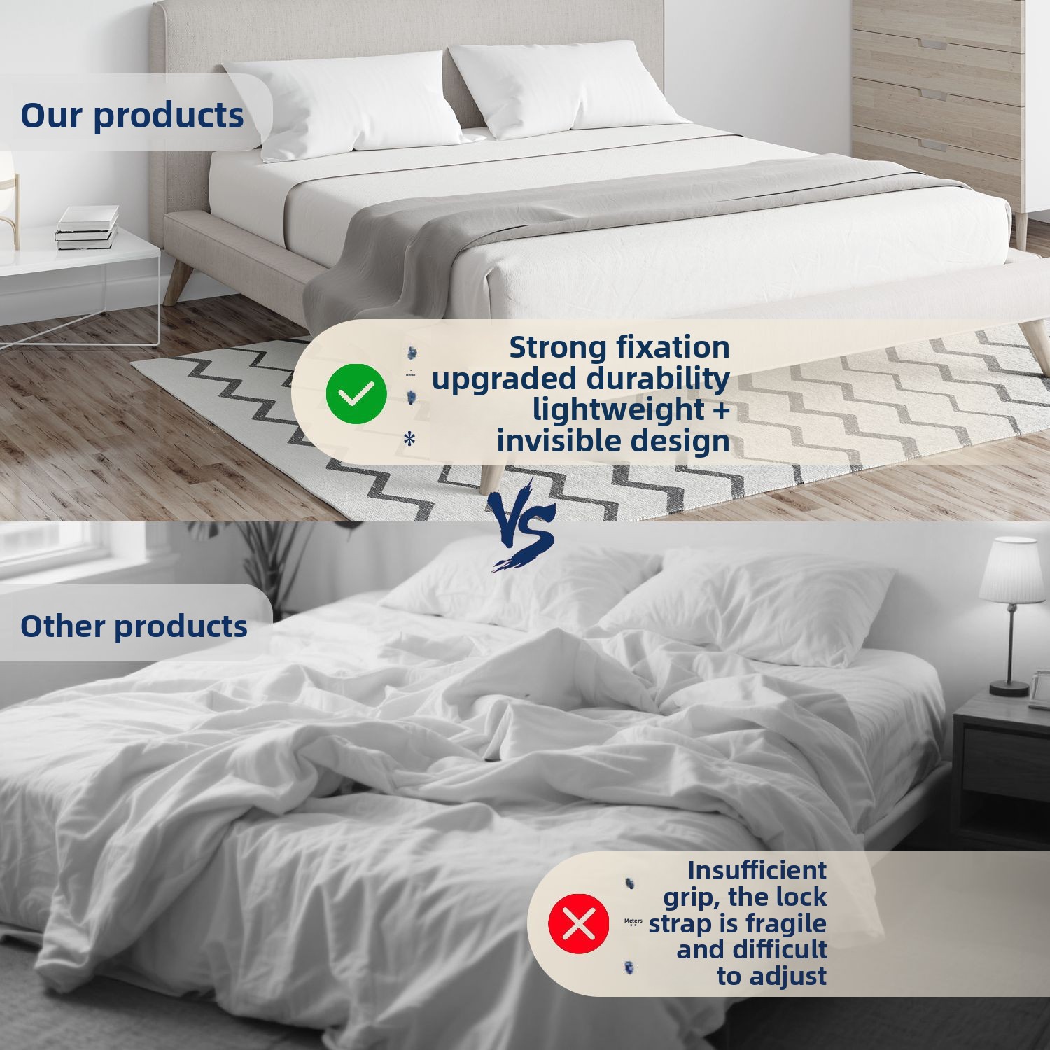 Minimalist Bed Sheet Clips - Anti-Slip for Sheets Bed Skirts Fits Multiple Mattress Types 4-Corner Invisible Design Keeps Sheets Secure & In Place-S80