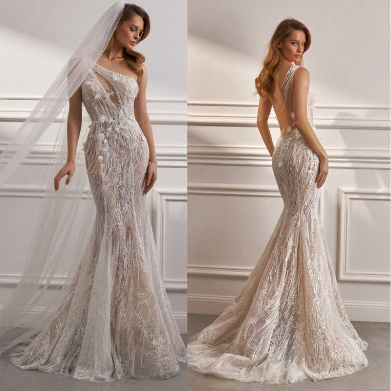 Elegant High Wedding Dress Sequined Beading Appliquins Tassel Mermaid Formal Dresses Birthday Party Bridal Gowns Customized