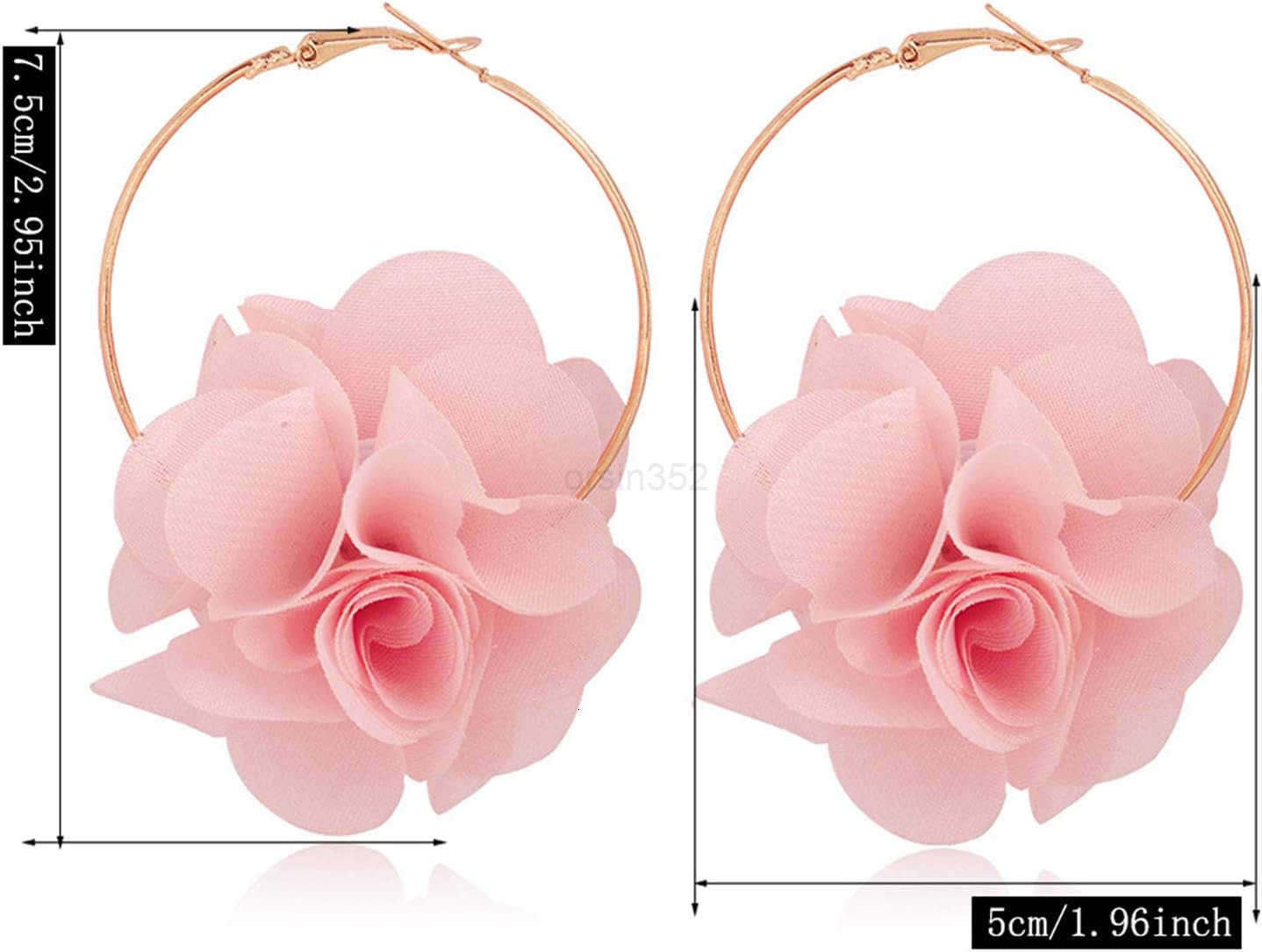 Big Fabric Flowers Dangle Drop Earrings Handmade Charm Chic Petal Hoop Earrings with Chiffon Floral Tassel for Women Vacation WeddingW250911