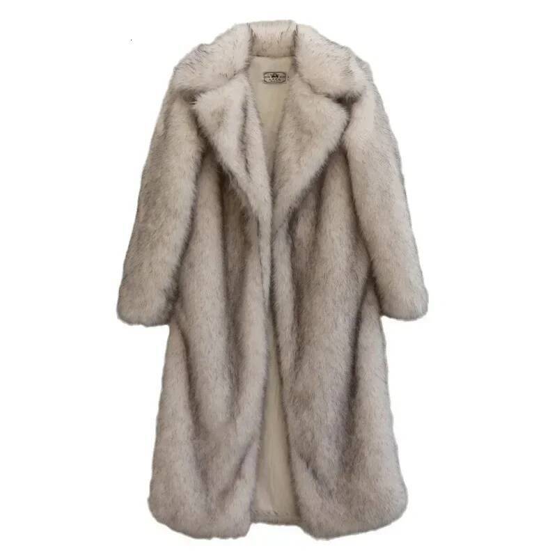 Long Faux Fur Men Autumn Winter Large Men's Jacket Overcoat Mens Clothing Thick Coat Warm Hooded Jackets Maxi Coats
