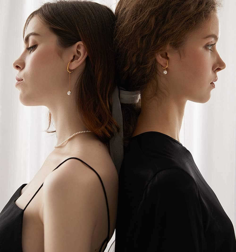 Cute Pearl Cuff Wrap Cartilage Earrings Sterling Silver 925 Classic Dangling Charm Pearl Threader Tasse Chain Clip On Hoop Earring Non Pierced Dangle 