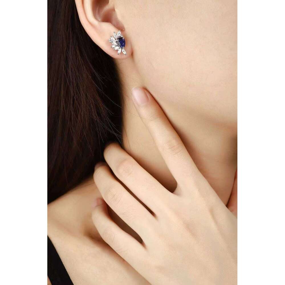 14k White Gold Ruby Moissanite Earrings D Color Marquise Cut Elegant Classic Design Custom Veet Clasp Women's Gift