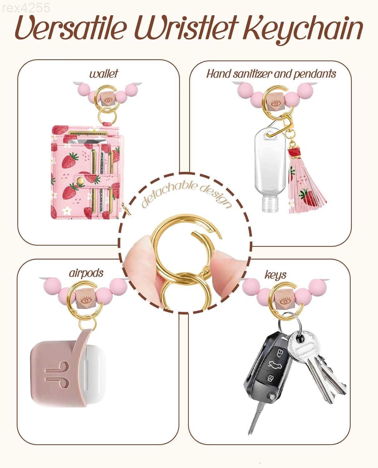 Wallet Keychain Wristlet for Women Credit Card Holder Wallets Key Chain Ring Cute Design Slim Small RFID Coin Pocket Purse for Ladies Teen Girls Fashi