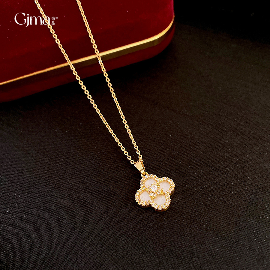 Luxury Brand Designer Jewelry Korean Style Simple Zircon Flower Necklace Light Luxury High-End Clavicle Chain For Women Exquisite Design Sense Niche J