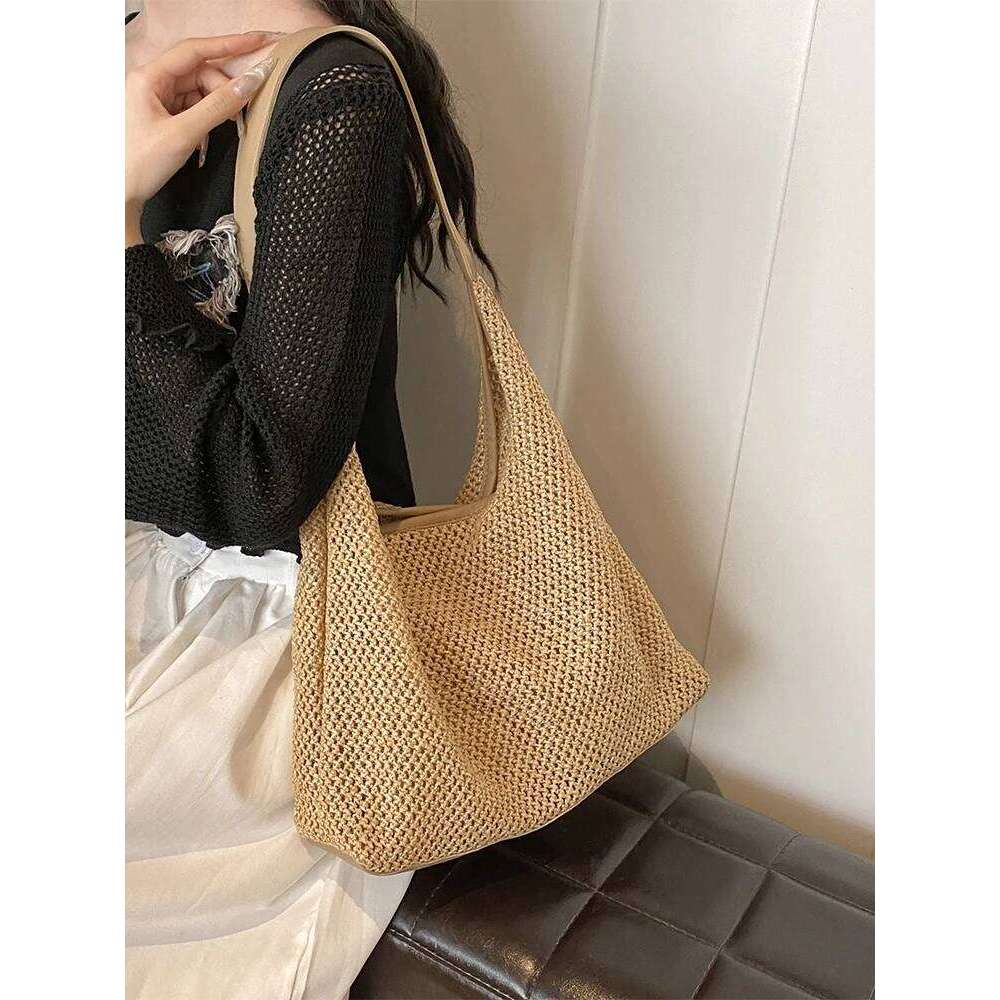 Beach Sand Hollow Out Woven Large Capaci St Tote Women's 2025 New Single Oulder Bag Korean Sle Casual Handbag
