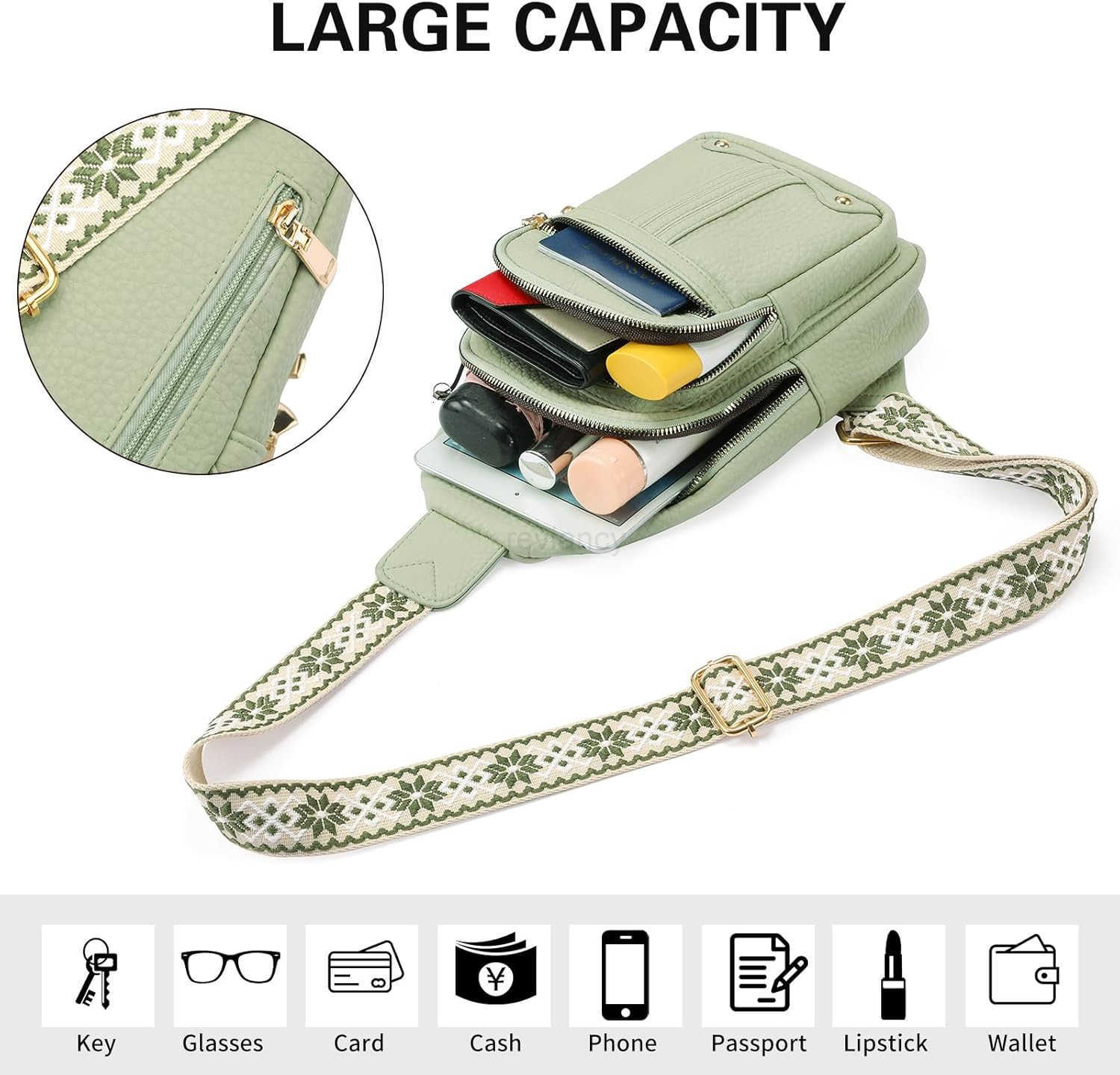 Sling Bag for Women Crossbody Bags Fanny Pack Vegan Leather Chest Bag Travel Shoulder Belt Purse Backpack GiftsW250911