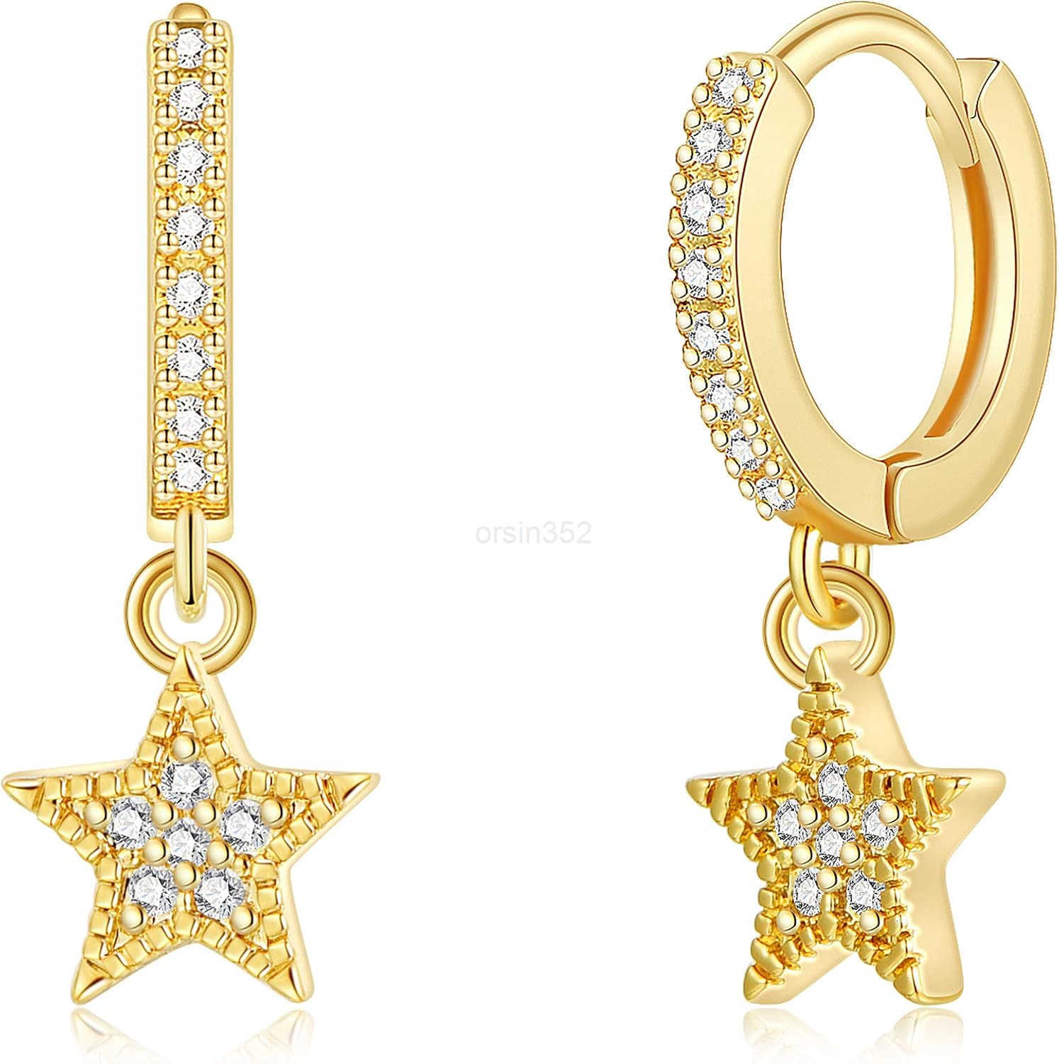 Huggie Earrings for Women 14K Gold Plated Beach Sea Drop Dangle Earrings Starfish Butterfly Moon Star Seashell Beachy JewelryW250911