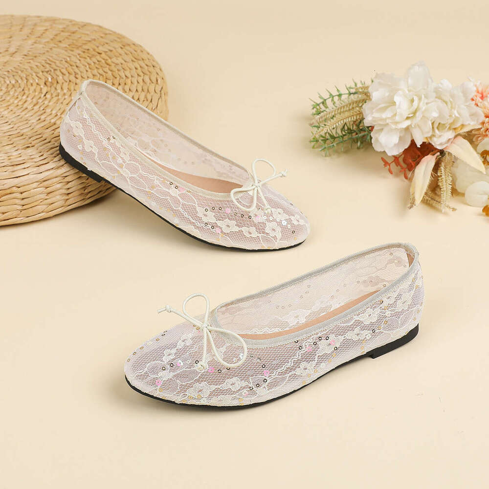 Plus Size Designer Shoe Women's 35-45 Round Toe Shallow Mouth Bowknot Non-Slip Flat Mesh Breathable Single Shoes Fisherman