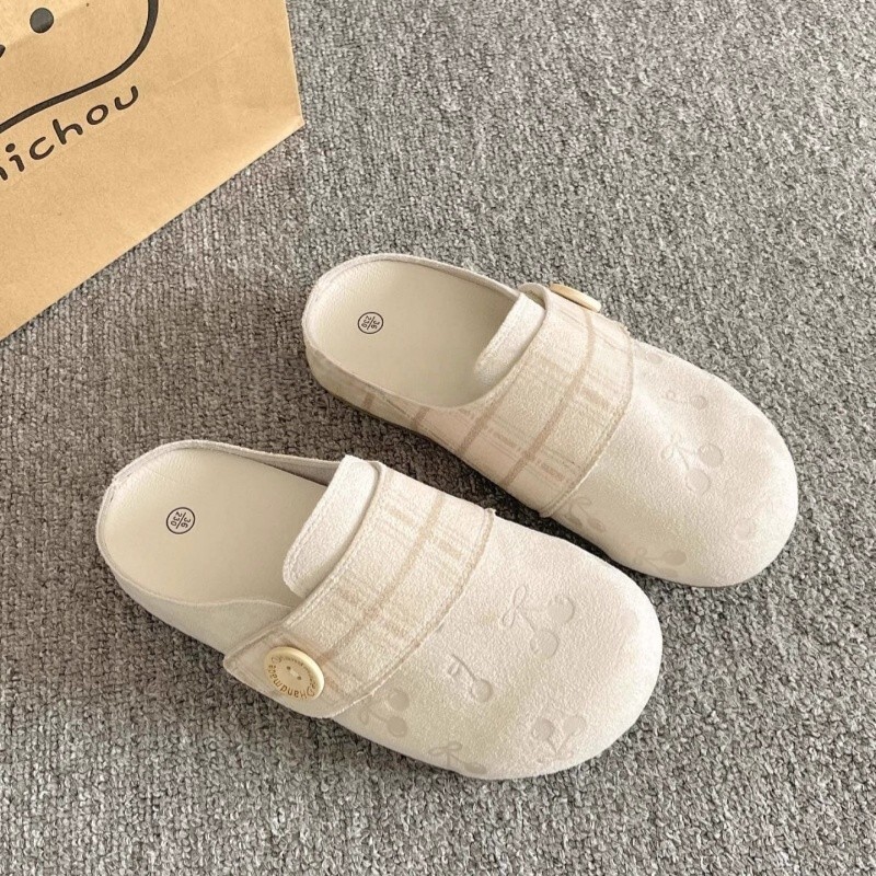 Women's Closed Sandals Autumn New Designer Shoes Women's Outdoor Shoes Flat Bottom Baotou Half Slippers Wearing Lazy Single Shoes