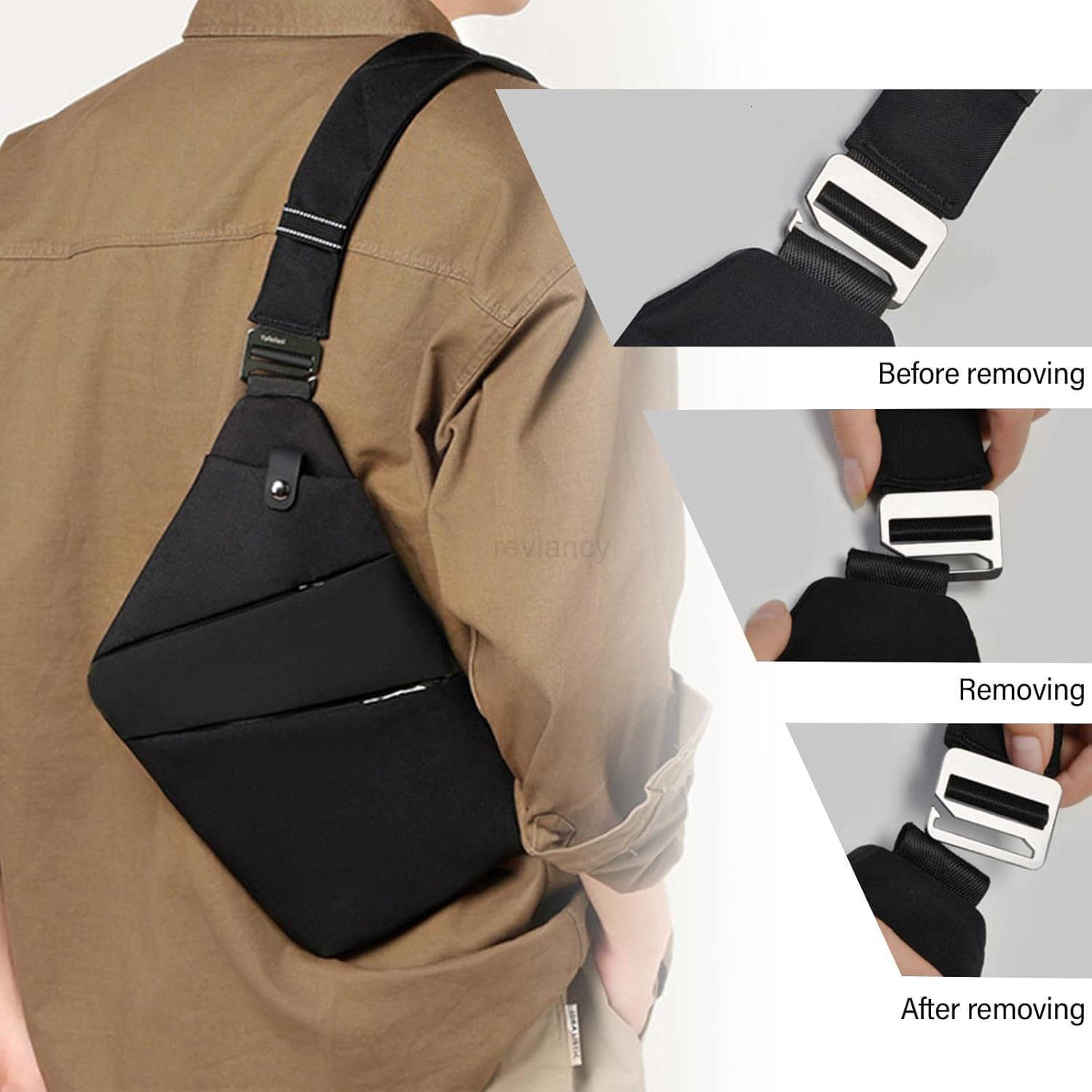 Sling Bag Anti Theft Crossbody Bag Men and Women Small Sling Backpack Shoulder Bag for Travel Hiking Sport DaypackBLACK RightW250911
