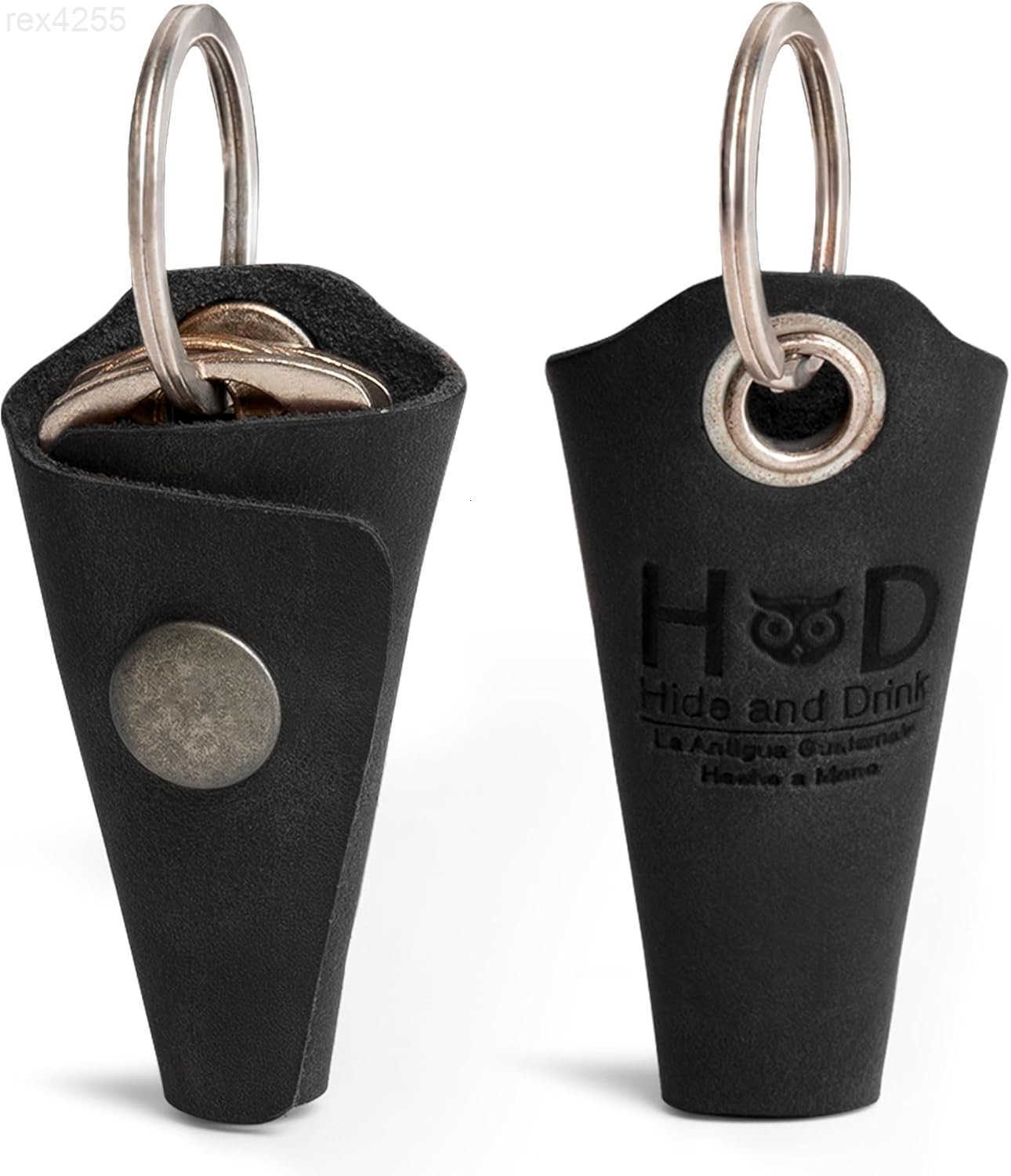 Hide Drink Full Grain Leather Wrap Keychain Organizer Snap Closure Key Ring Cover Silencer Sleeve Key Holder for MenW250911
