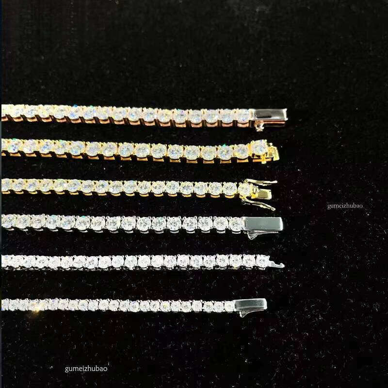 Ice Out Round Tennis Chain Sterling Sier Silicon Stone Necklace Fine Jewelry