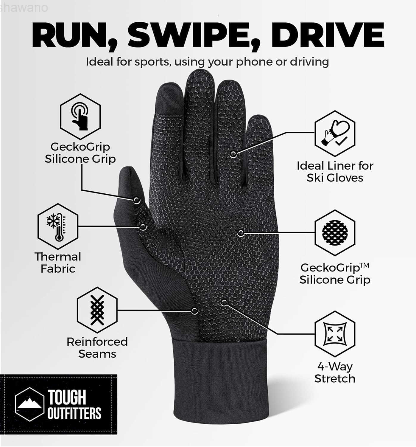 Outdoors Running Gloves for Men Women Winter Liners Touchscreen Lightweight Hiking GlovesW250911
