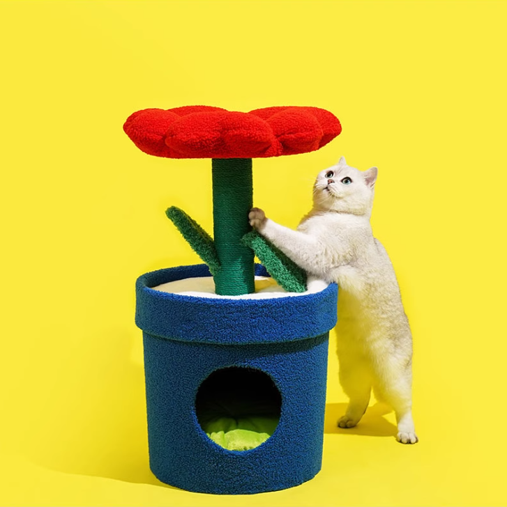Soft and Airy Grab Column Integrated Feline Shelter Inspired by Traditional Decor
