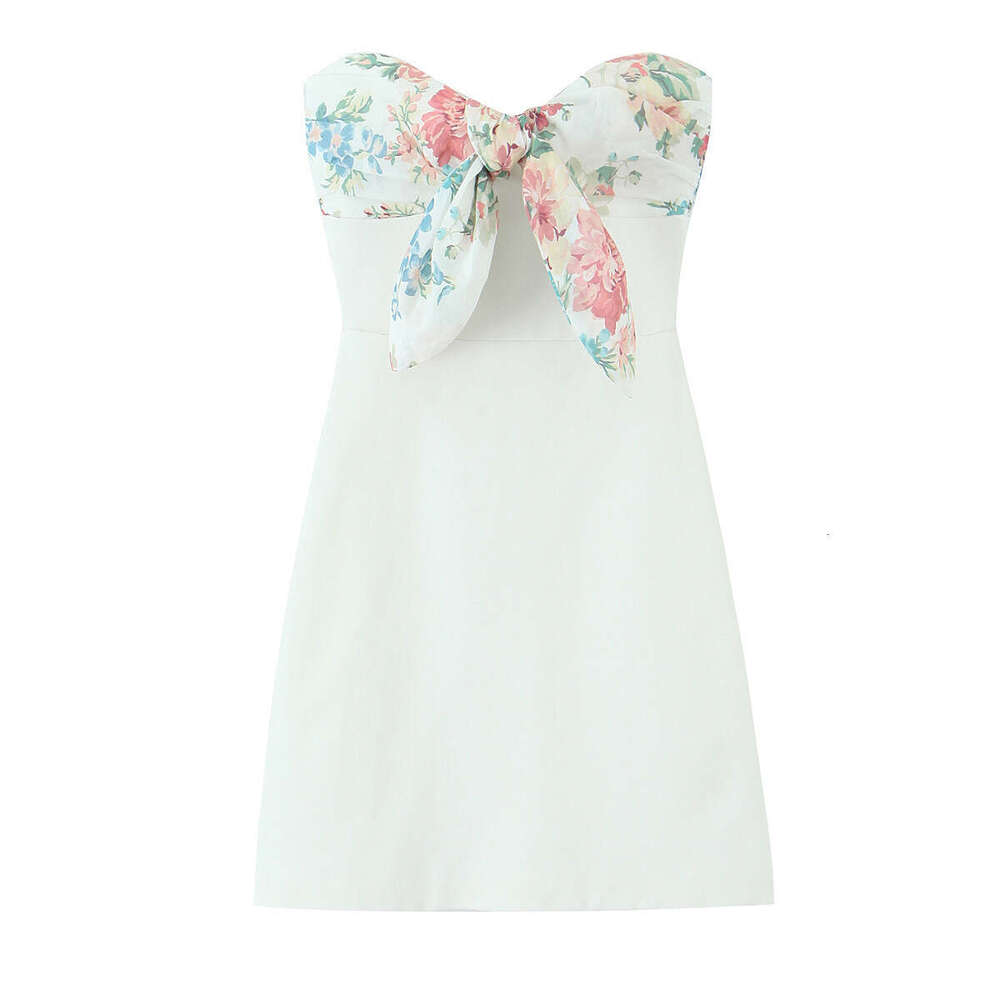 DHEssentials 2025 Summer New Women's Fashion Z Style Fashionable Printed Thin Scarf Decorated Short Dress