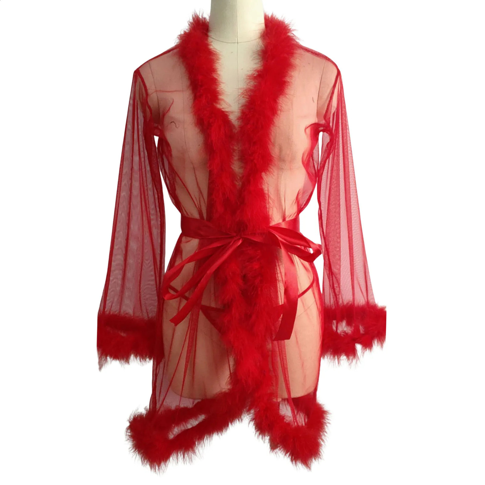 Women s Feather Bathrobe Sleeves Sleepwear Bridal Robe Long Wedding Party Dressing Gown Pregnancy Poshoot Dress 250911