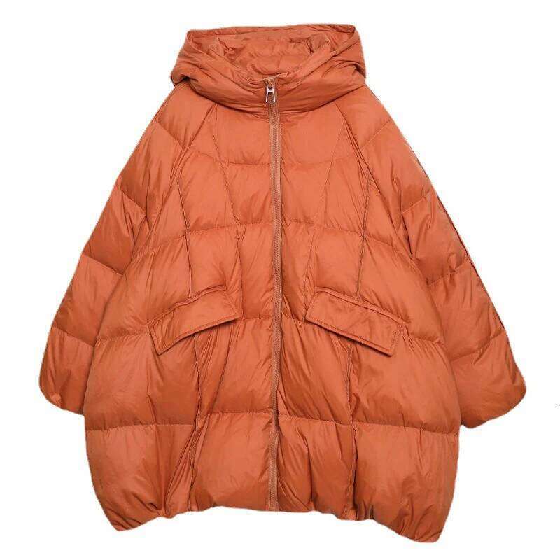 Lagabogy 2025 New Winter Women White Duck Down Jacket Hooded Warm Oversize Puffer Coat Female Casual Loose Parkas Pocket Outwear