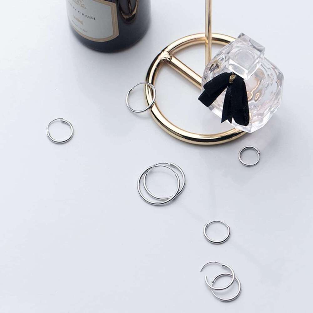 Earrings- Cartilage Endless Small Hoop Set for Women Men, 3 Pairs of Hypoallergenic Sterling Sier Tragus Earrings Nose Lip Rings