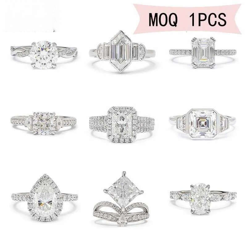 14k Yellow Gold Set Classic 6 Prongs 3.5ct Round Moissanite Solitaire 2.5mm Eternity Ring Band