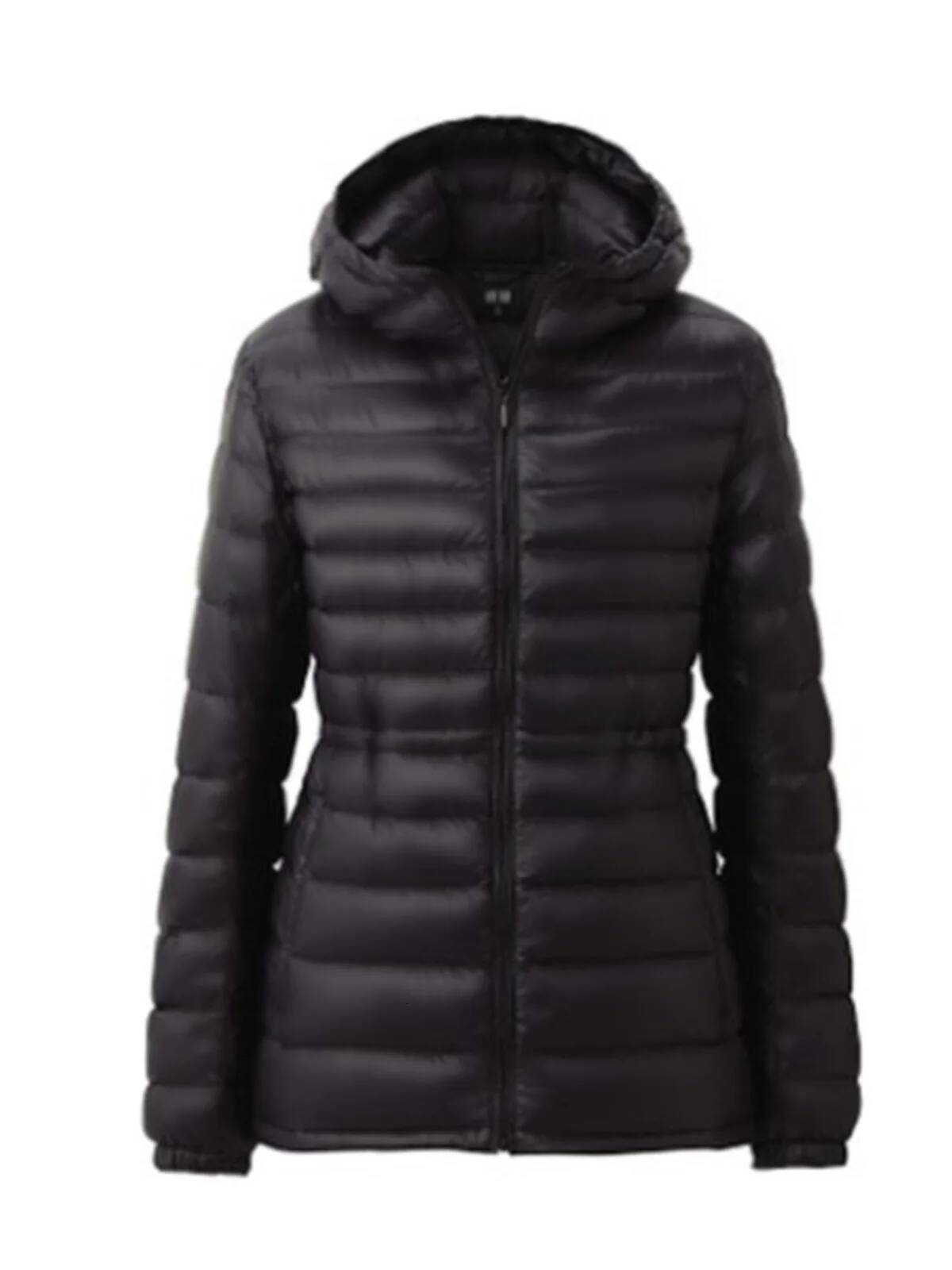Women's Lightweight ort Puffer Jaet with Dstring Waist Hooded Casual Outerwear Warm Comfortable Commute Sle Nylon Fa...