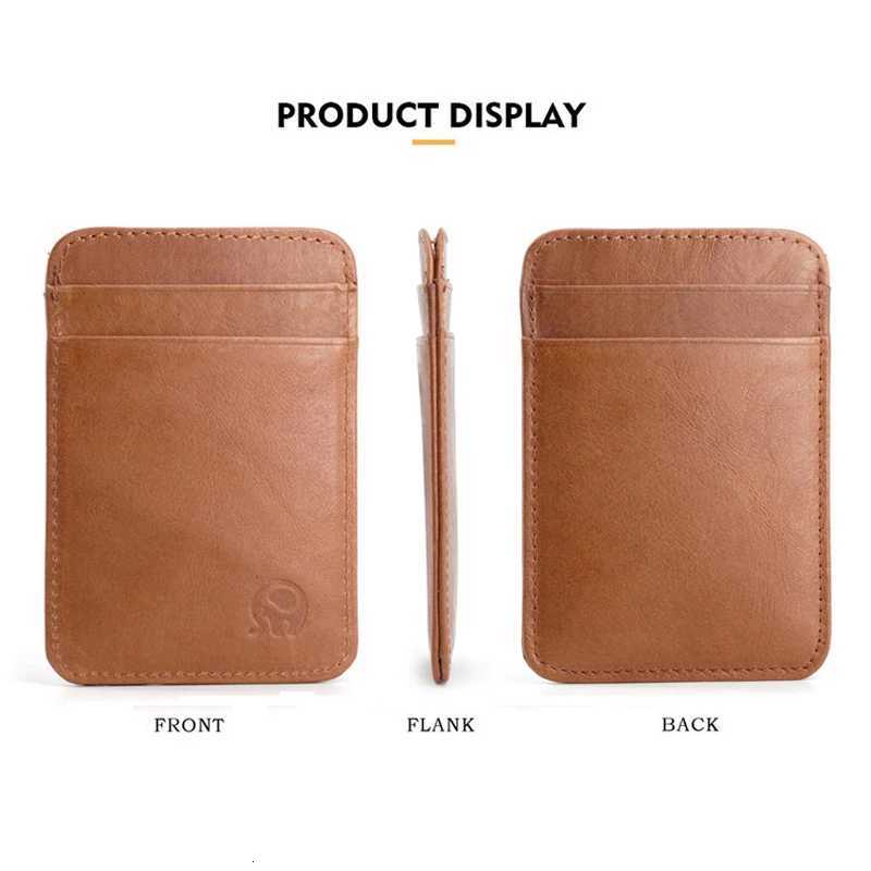 Fashion 100 Genuine Leather Thin Bank Credit Card Case Mini Card Wallet Men Bus Card Holder Cash Change Pack Business ID Pocket W250911
