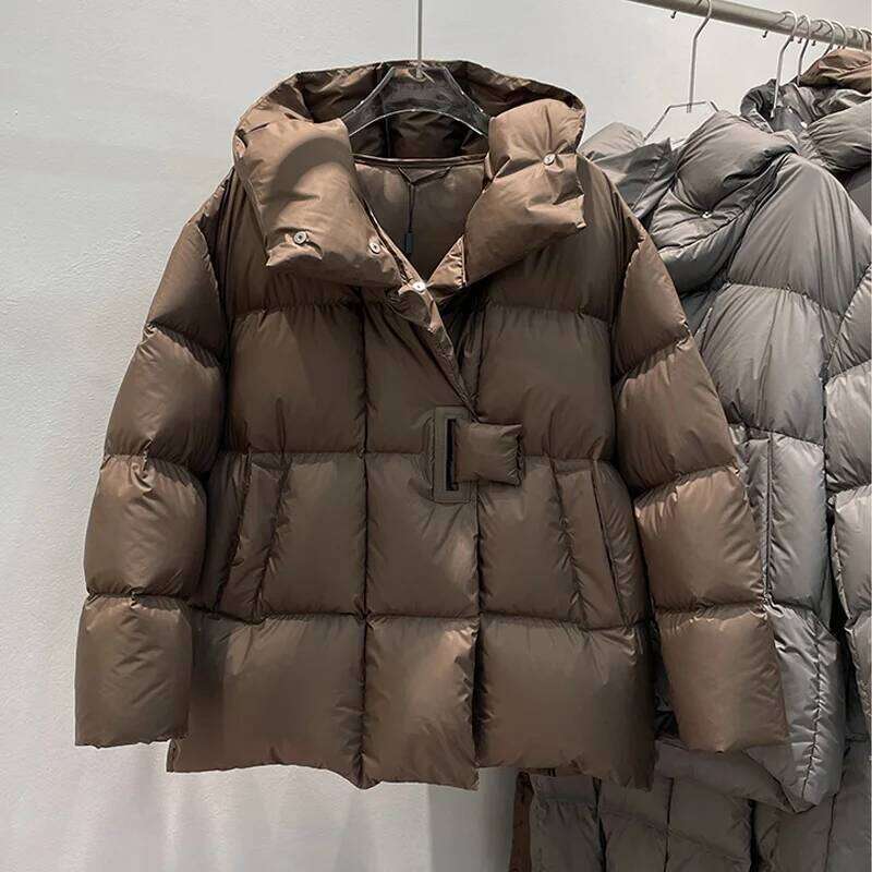 Janveny Winter 90% White Duck Down Jacket Women 2025 Fashion Female Thick Warm Fluffy Parkas Loose Oversized Puffer Coat Outwear