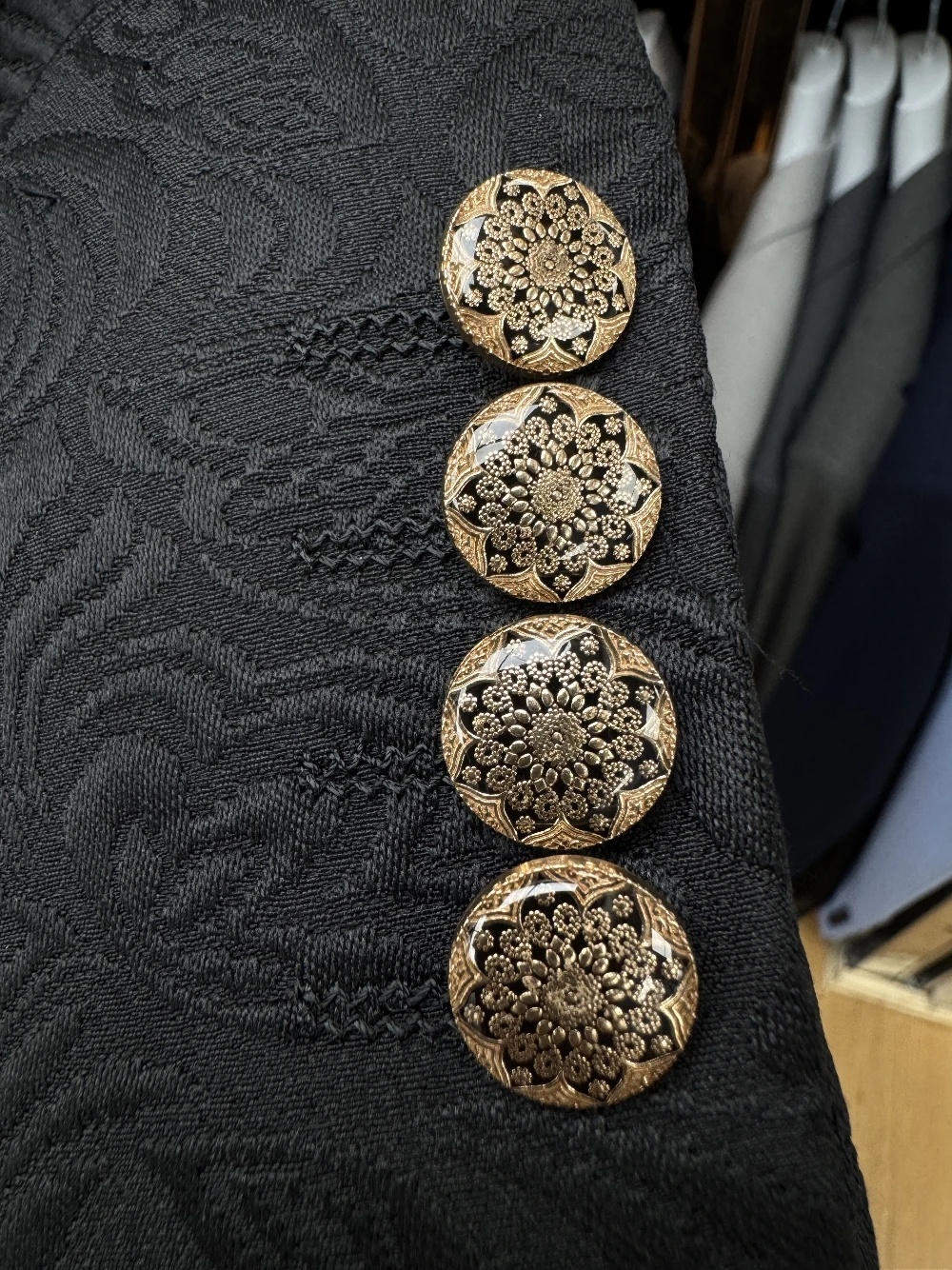Vintage Men's Suit Jacquard Tailor-Made 3 Pieces Set Jacket Shawl Lapel Blazer Velvet One Button Groom Customized Coat Vest Pants Plus Size