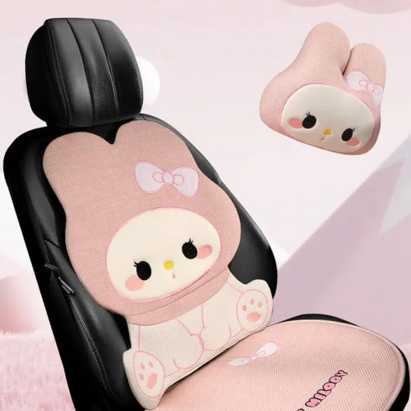 Linen Car Seat Cushion All Season Universal Summer Breathable Cotton Linen Seat Cover Pink Cartoon Cute Ladies Single Piece Cooling Cushion 250910