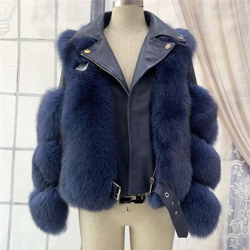 Women's Clothing Imitation Fox Coat For Women Motorcycle Short Internet Celebrity Same Style Slimming Fur 250912