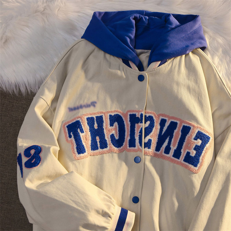 Women's Hoodies Women Printed Jacket Hoodie Loose Contrast Color Sweatshirt Cropped Casual Coat 2025 Fashion Harajuku